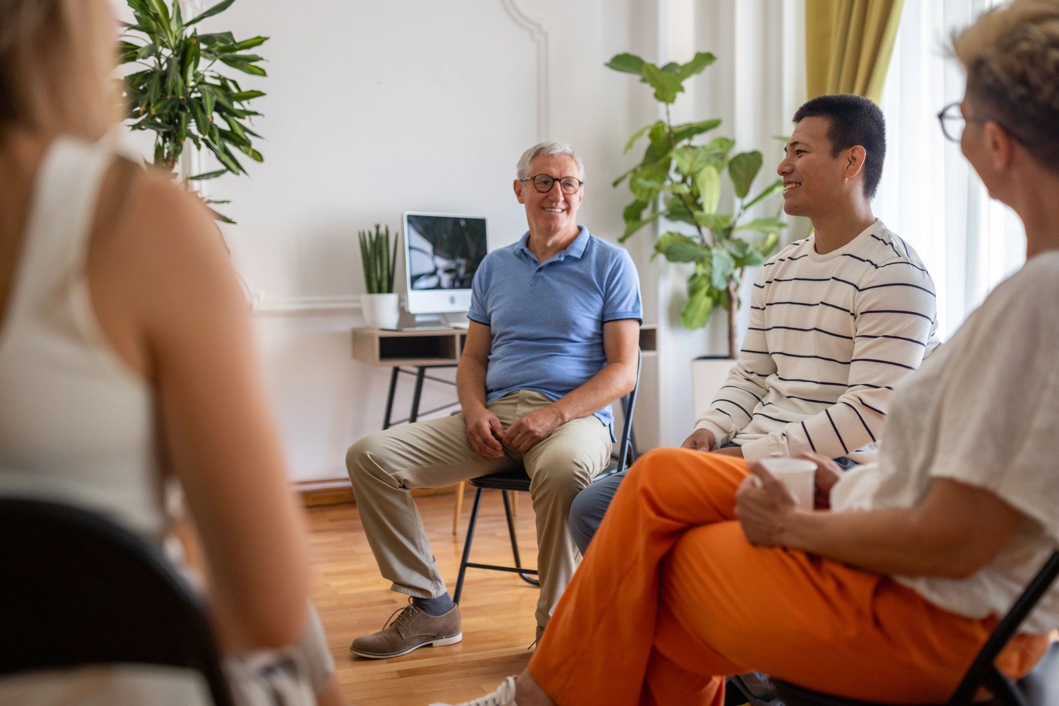 Support group meeting in a circle